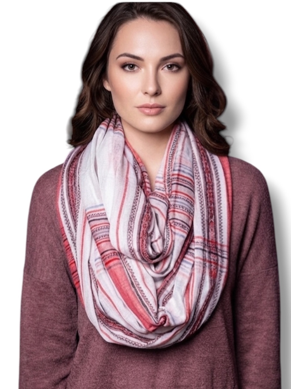 NOBO Infinity Scarf White Plaid Lightweight OS EUC 🍭 (🍭 5 for $25)